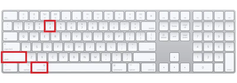 Command + Shift + 4 Screen capture on Mac